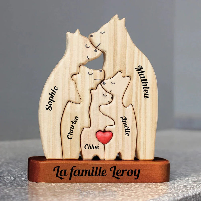 Familia Oso de Madera - Regalo Personalizado Único