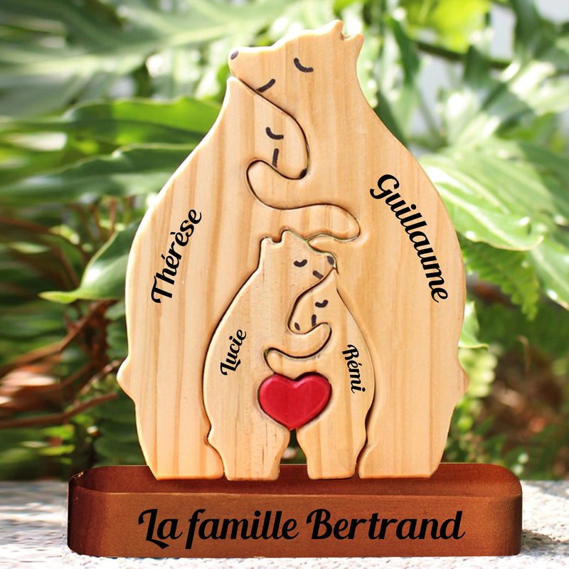 Familia Oso de Madera - Regalo Personalizado Único