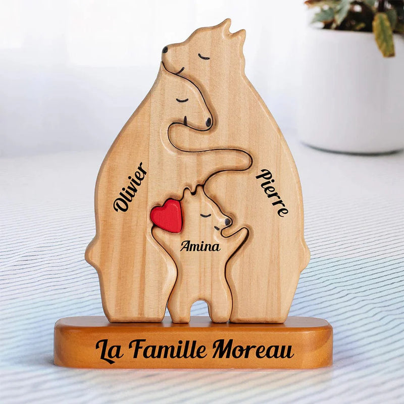 Familia Oso de Madera - Regalo Personalizado Único